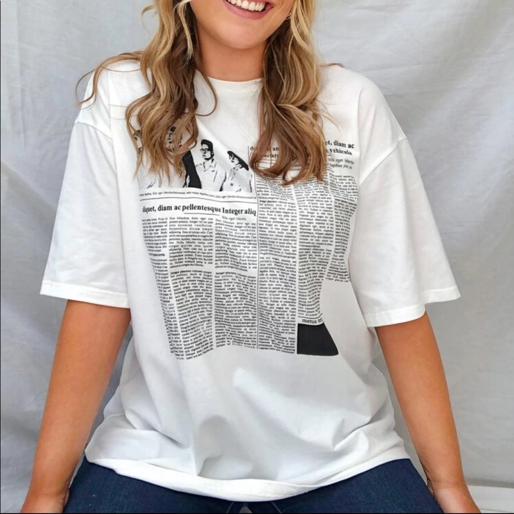 Shein Plus Size Newspaper Graphic Tee